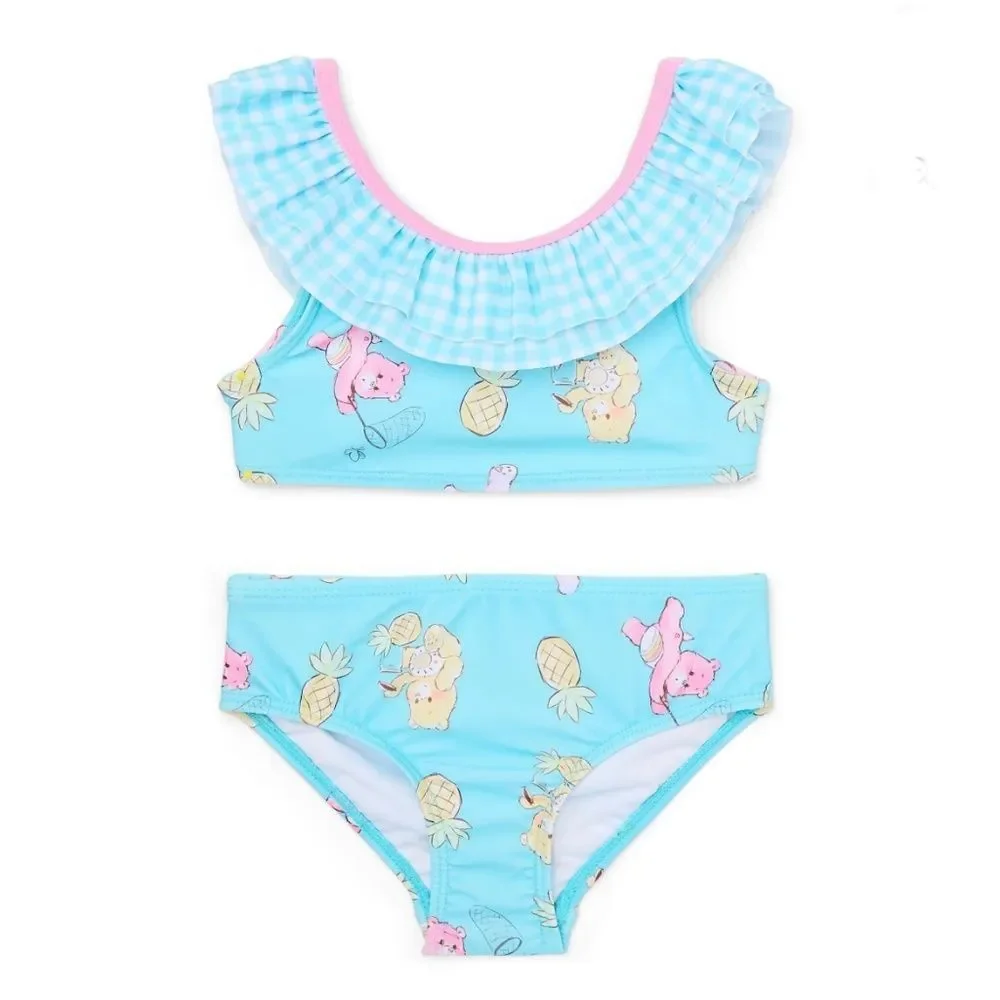 Toddler Girl Care Bears Ruffle Bikini Swimsuit Two-Piece, Size 4T